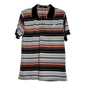 Head Polo Shirt Men's Sz S Black Orange & White Stripes Short Sleeve Casual Wear